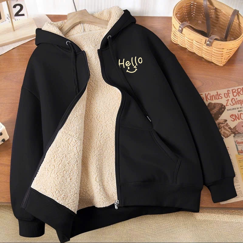 Khoác nỉ 2 lớp lót lông hello cho bé gái size đại BEESHOP D25093