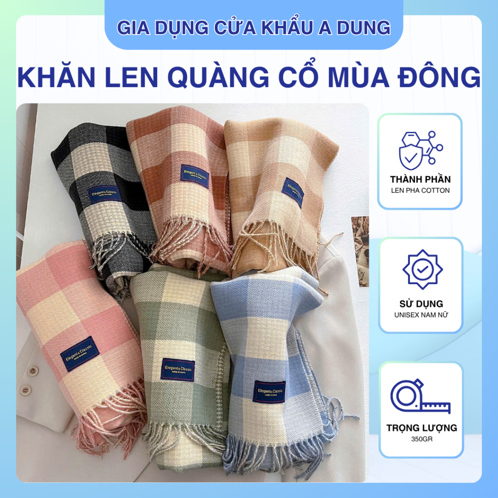 Khăn Len Choàng Cổ Họa Tiết Caro Unisex Quà Tặng Giáng Sinh Nam Nữ Giữ Ấm Mùa Đông Phong Cách Hàn Quốc - 2
