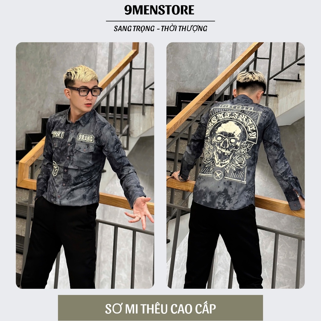 Sơ Mi Nam Tay Dài In Hình Boy Phố Chất Lụa Wash Màu Cao Cấp Thoáng Mát Menswear 028