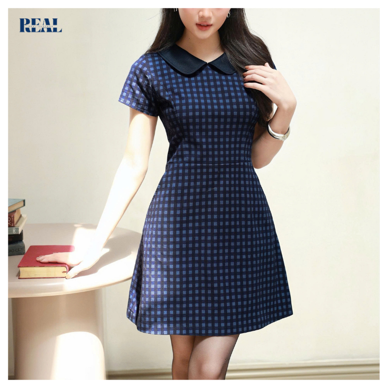 Đầm tay ngắn cổ lá sen chữ A cơ bản Jennie Real Clothes (tổng hợp màu), tôn dáng, thanh lịch