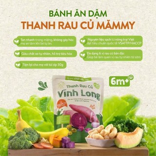 Bánh ăn dặm cho bé Thanh Rau Củ Mămmy từ nông sản việt 6 vị đa dạng cho bé từ 6 tháng tuổi, gói 30gr