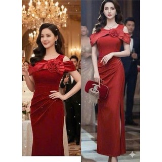 Đầm dạ hội kèm bông cườm sang trọng hàng cao cấp tặng hoa tai mm 2025a
