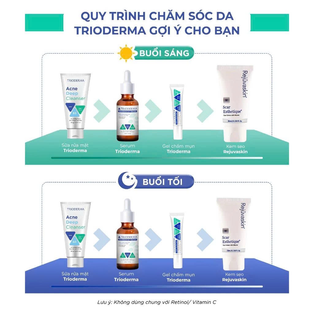 [ Trioderma ] Combo gel chấm mụn Anti Acne Gel 15g và serum giảm thâm Trioderma 30ml