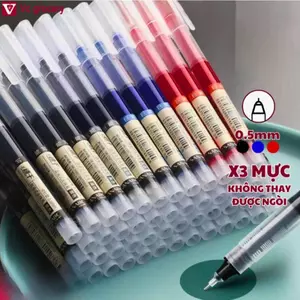 Bút Bi Gel Ngòi Kim G03 Bút Mực Nước, Ống Mực 0.5mm - 3 Màu Xanh Đen Đỏ Viết Mực Đẹp Nét Đều.