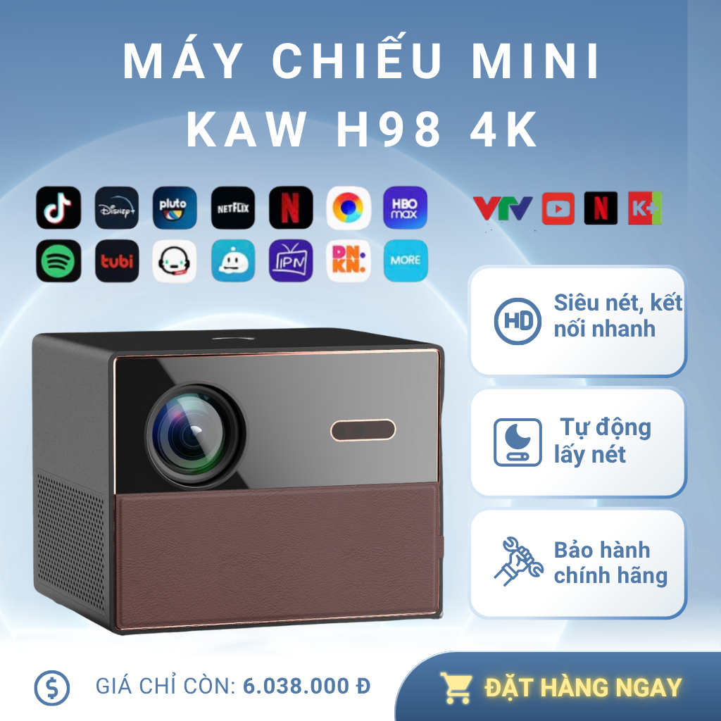 Máy chiếu KAW H98 4K Kèm Chân Giá Độ Siêu Nét Công Nghệ Mới - Hỗ Trợ ...