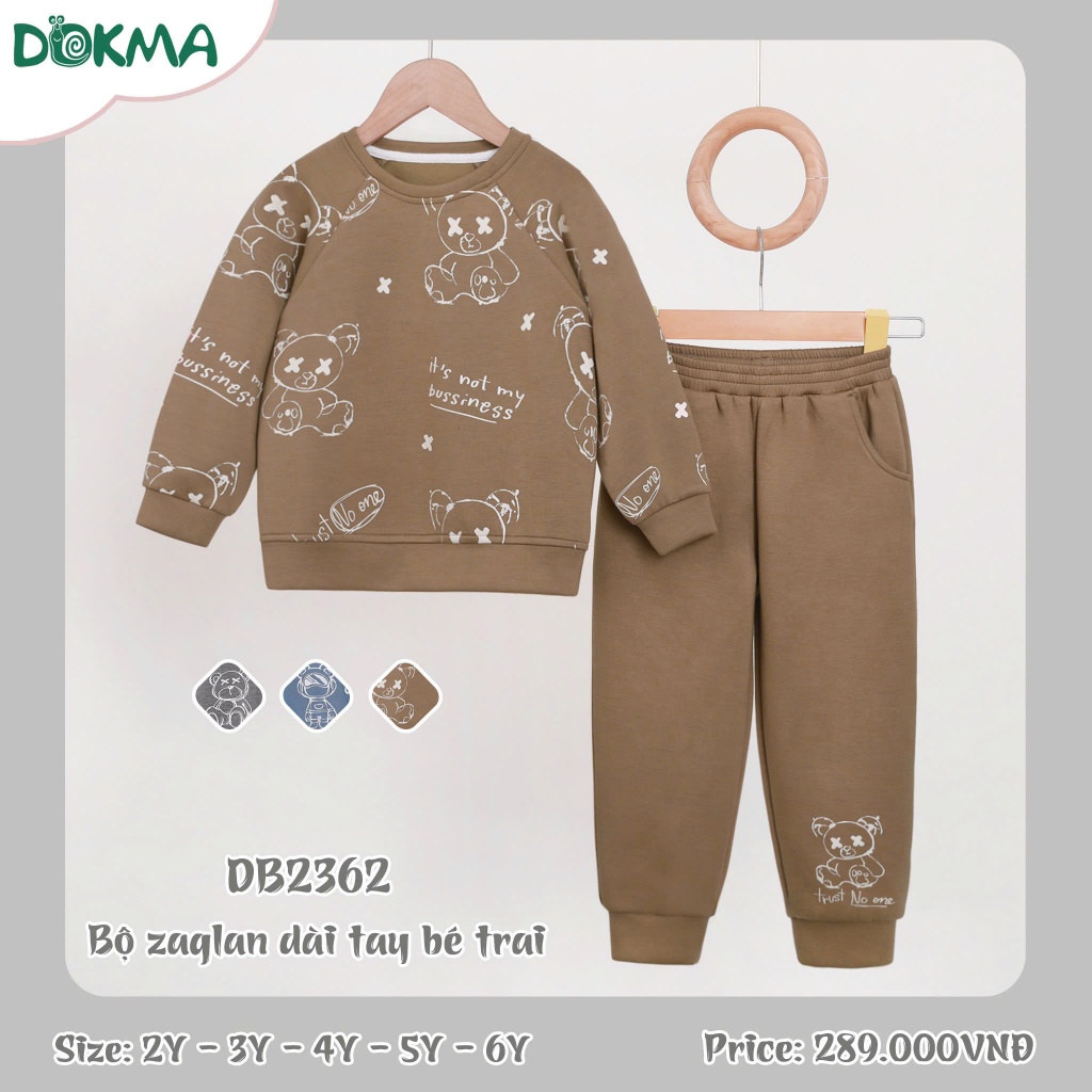 (11-22kg) Bộ Dokma Dài Tay Nỉ, Da Cá Dày Dặn Bé Trai DB2423 DB2533 DB2415 DB2362