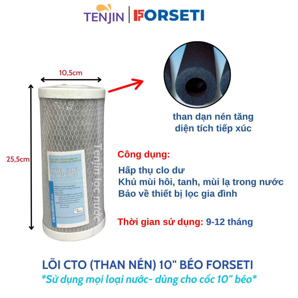 Lõi Lọc Nước Thô Đầu Nguồn Dùng Cho Cốc Lọc Béo 10 Inch - Cải Thiện Nước Sinh Hoạt Cho Gia Đình