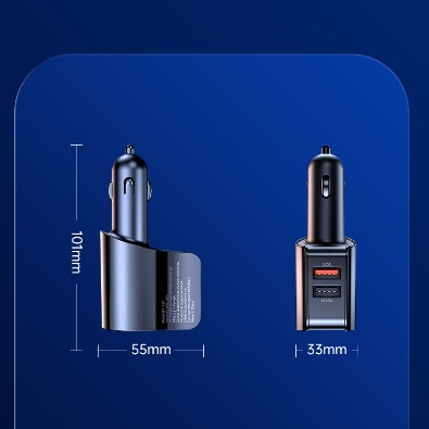 Tẩu Sạc Ô Tô Đa Năng 2 Cổng USB + Type-C PD 18W, Chia 2 Lỗ Tẩu Thuốc, Màn Hình Hiển Thị Điện Áp | Sạc Nhanh QC3.0