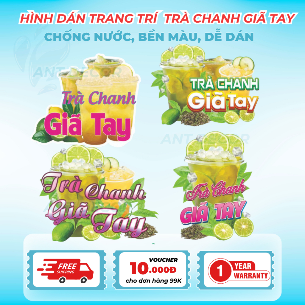 Decal TRÀ CHANH DÃ TAY – Giấy Dán Tem Nhãn Vintage – Bám Mực Tốt, Dán Chắc, Màu Đẹp