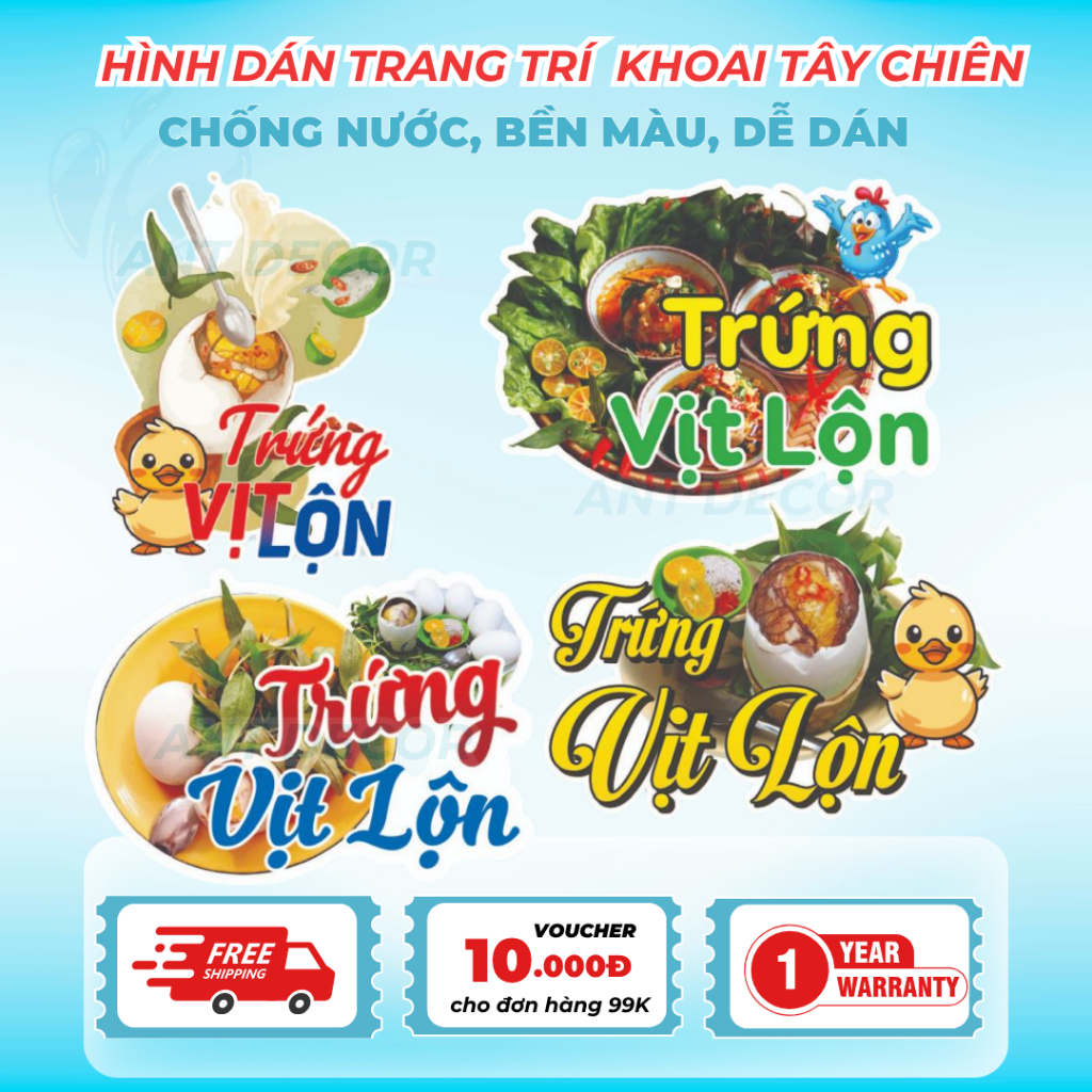 🥚 DECAL TRỨNG VỊT LỘN – TEM DÁN BẮT MẮT CHO MÓN ĂN VẶT QUEN MÀ HOT 🔥