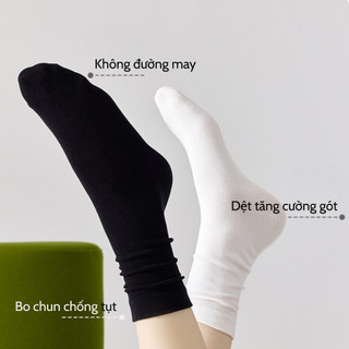 [DEAL SỐC] Combo 5 đôi tất nữ thời trang thu đông GOMTAT, vớ nhún cổ cao basic, chất cotton thoáng khí - OAS