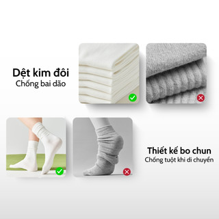 [DEAL SỐC] Combo 5 đôi tất nữ thời trang thu đông GOMTAT, vớ nhún cổ cao basic, chất cotton thoáng khí - OAS