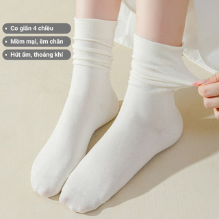 [DEAL SỐC] Combo 5 đôi tất nữ thời trang thu đông GOMTAT, vớ nhún cổ cao basic, chất cotton thoáng khí - OAS