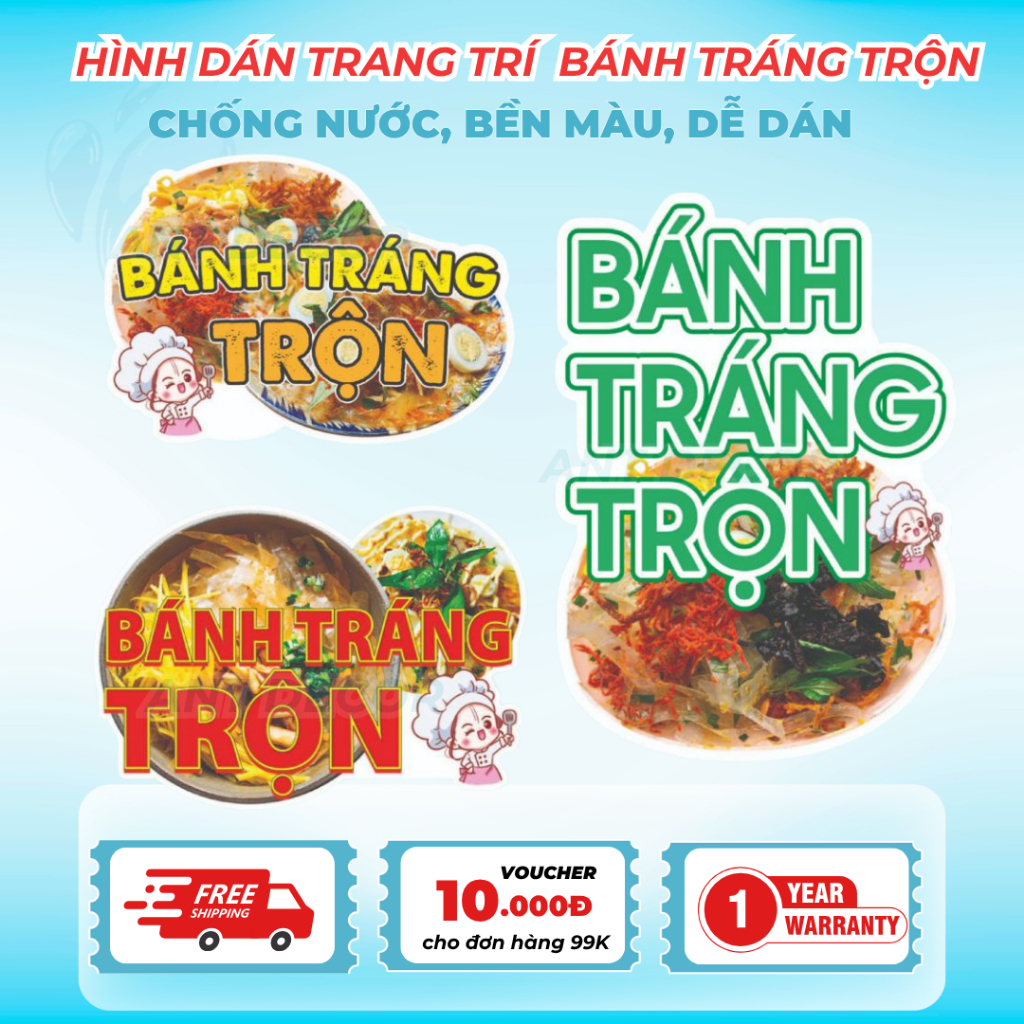 🥗 Decal Bánh Tráng Trộn - Tem Dán Bánh Tráng | In Logo, Chống Thấm, Giá Rẻ