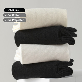 [DEAL SỐC] Combo 5 đôi tất nữ thời trang thu đông GOMTAT, vớ nhún cổ cao basic, chất cotton thoáng khí - OAS