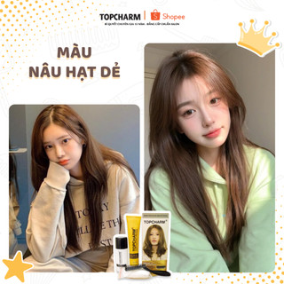[CAO CẤP] Thuốc nhuộm tóc NÂU HẠT DẺ không tẩy tóc, tặng kèm gói dưỡng và bộ dụng cụ tại nhà TOPCHARM-CHAMIS