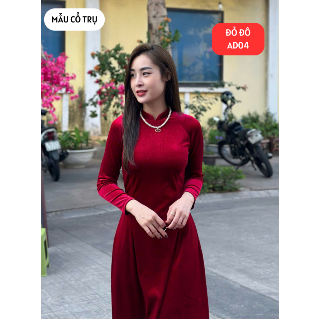 Áo Dài Truyền Thống Chất Liệu Nhung Tuyết Cao Cấp Mềm Mịn, Áo dài nhung cho mẹ, Áo Dài Thăng Long cao cấp