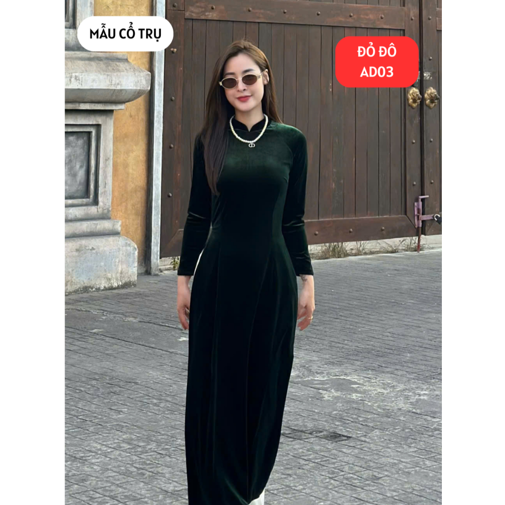 Áo Dài Truyền Thống Chất Liệu Nhung Tuyết Cao Cấp Mềm Mịn, Áo dài nhung cho mẹ, Áo Dài Thăng Long cao cấp