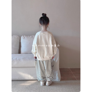 [B&G] Sét bộ nỉ thu đông áo dài tay kèm quần kẻ sọc ngang cho bé gái từ 10-45kg(2-12 tuổi)