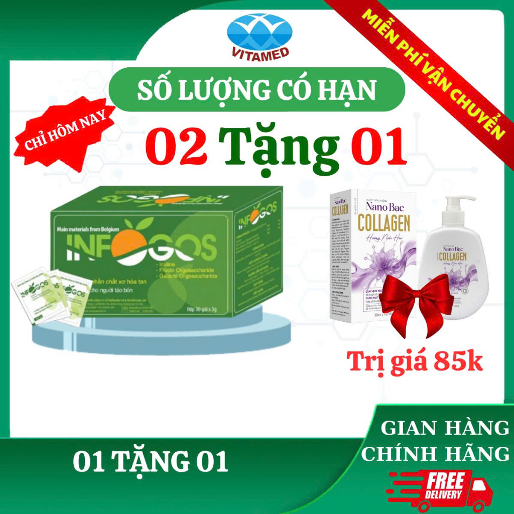 Infogoss 3g IAP - Chất xơ hòa tan hỗ trợ giảm táo bón, nhuận tràng (30 gói)