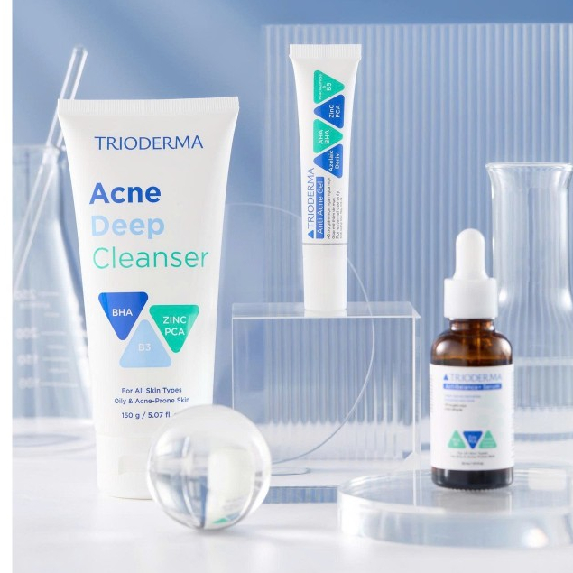 [ CHÍNH HÃNG] Bộ Trioderma 3 Món Chăm sóc Da mụn chuyên sâu giảm thâm ngừa viêm sáng da