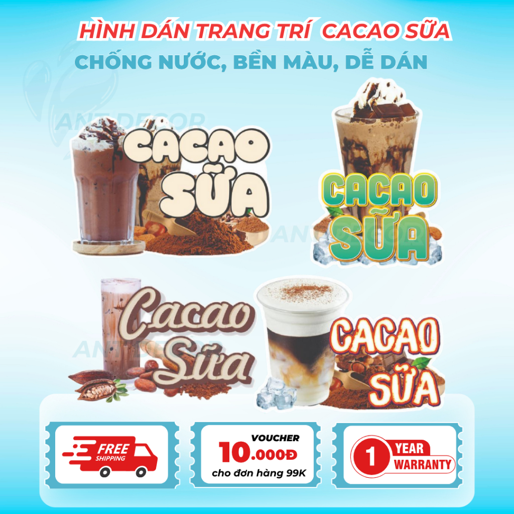 Decal Caocao sữa – Chống Thấm, Bám Mực Tốt, Dễ Dán - Sẵn keo chống nước trang trí xe nước