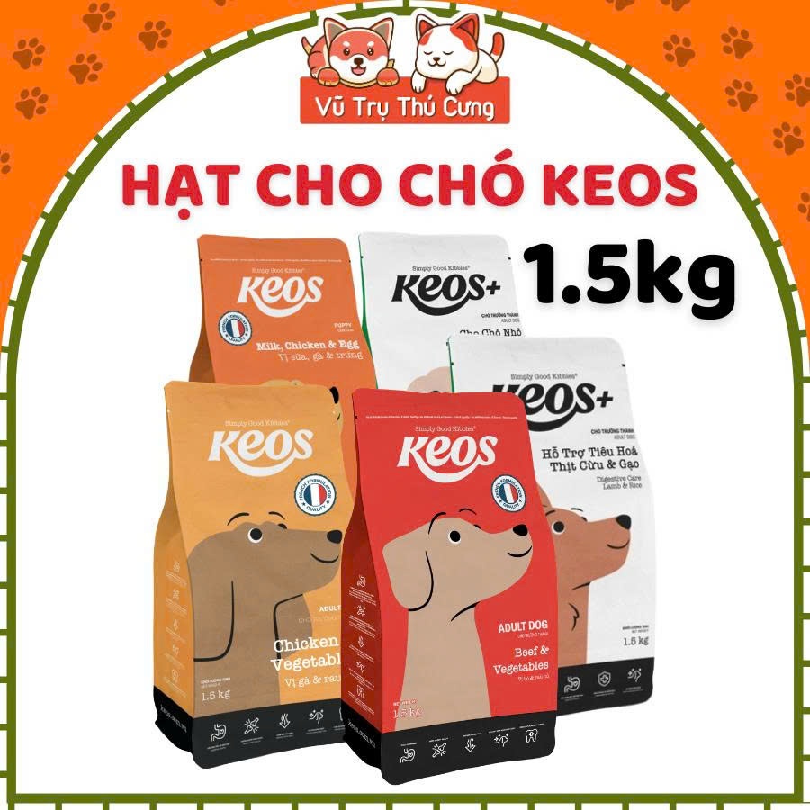 (1.5Kg) Thức Ăn Hạt Cho Chó Mọi Lứa Tuổi Keos