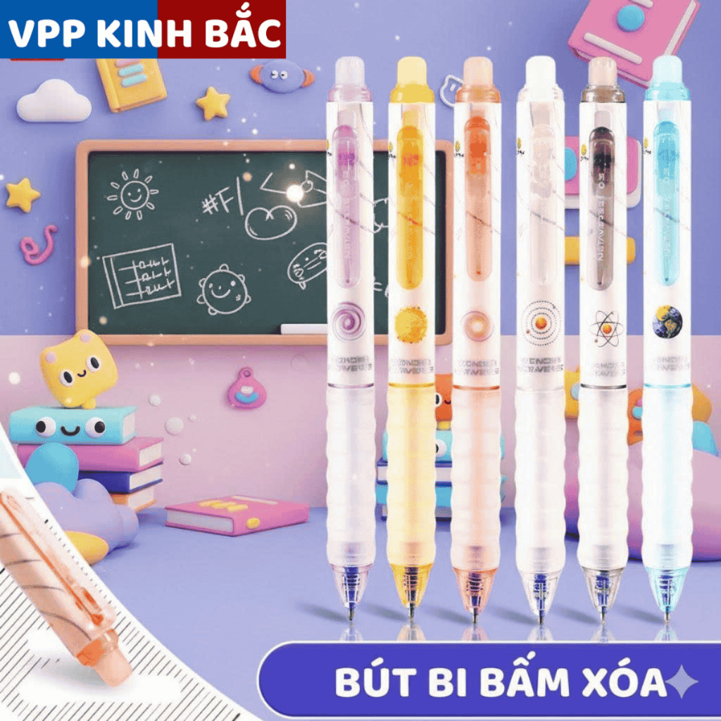 (HOT) Bút Bi Tẩy Xóa BT09 - Viết Êm Trơn, Tẩy Xóa Mượt Mà - Dùng Cho Học Sinh .