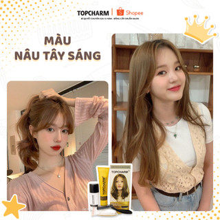 [CAO CẤP] Thuốc nhuộm tóc NÂU TÂY SÁNG không tẩy tóc, tặng kèm gói dưỡng và bộ dụng cụ tại nhà TOPCHARM-CHAMIS