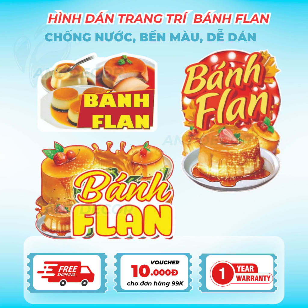 Decal Bánh Flan - Tem Dán Bánh Flan In Logo | Chống Thấm, In Nét, Giá Rẻ