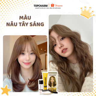 [CAO CẤP] Thuốc nhuộm tóc NÂU TÂY SÁNG không tẩy tóc, tặng kèm gói dưỡng và bộ dụng cụ tại nhà TOPCHARM-CHAMIS