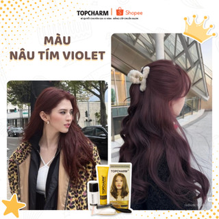 [CAO CẤP] Thuốc nhuộm tóc NÂU TÍM VIOLET không tẩy tóc, tặng kèm gói dưỡng và bộ dụng cụ tại nhà TOPCHARM-CHAMIS