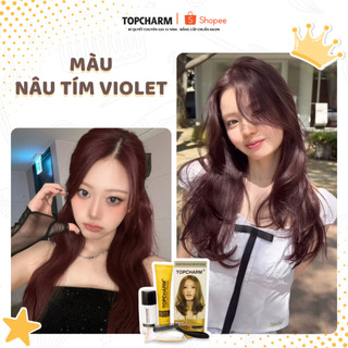 [CAO CẤP] Thuốc nhuộm tóc NÂU TÍM VIOLET không tẩy tóc, tặng kèm gói dưỡng và bộ dụng cụ tại nhà TOPCHARM-CHAMIS