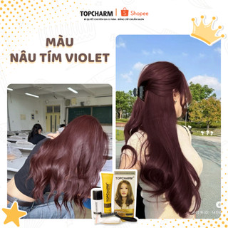 [CAO CẤP] Thuốc nhuộm tóc NÂU TÍM VIOLET không tẩy tóc, tặng kèm gói dưỡng và bộ dụng cụ tại nhà TOPCHARM-CHAMIS