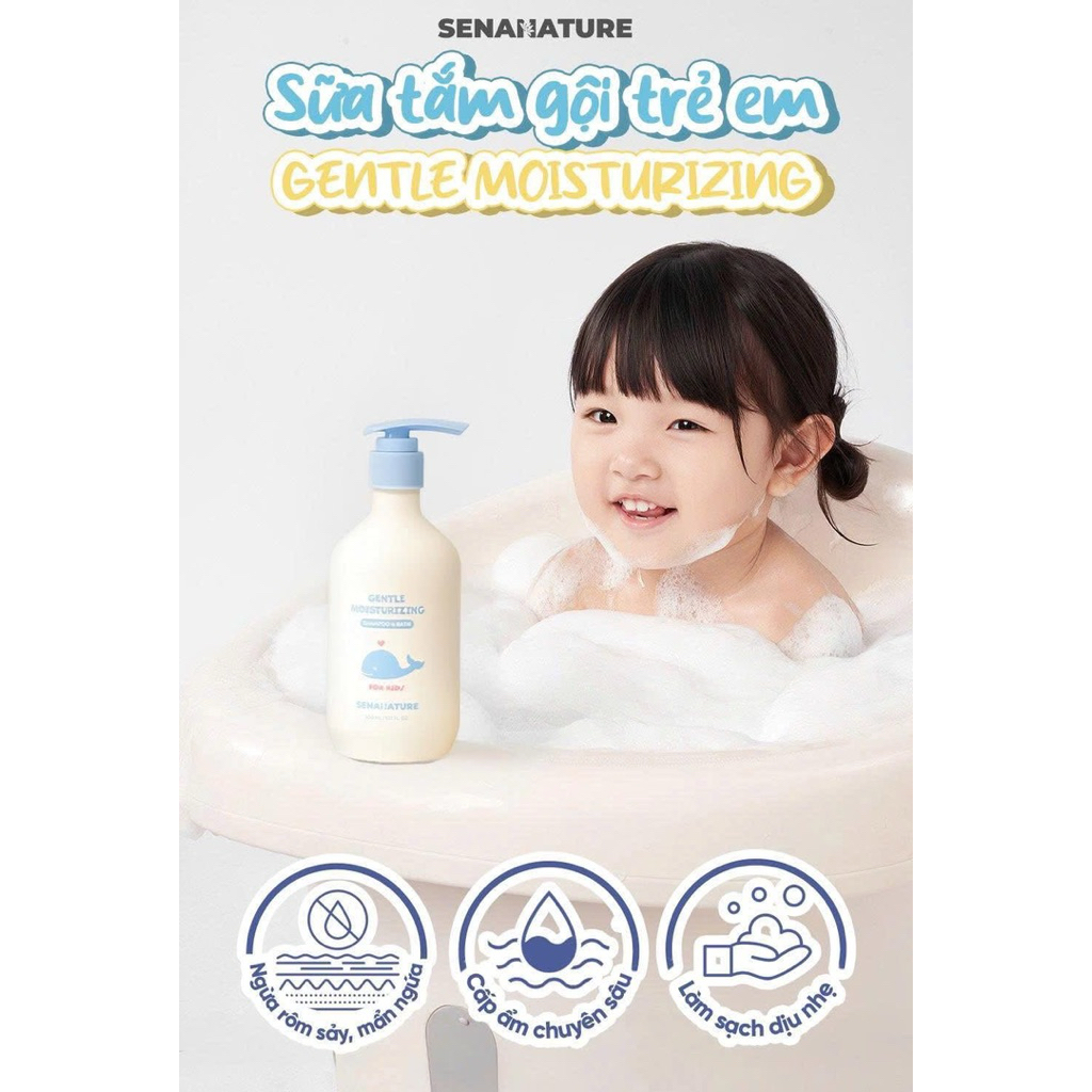 (Tặng quà) Sữa tắm gội trẻ em senanature gentle moisturizing shampoo & bath 300ml sữa tắm em bé senanature  IS27