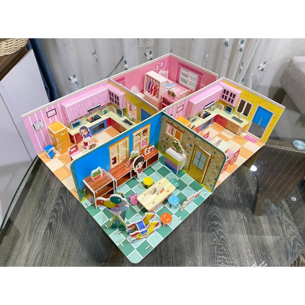 Bộ Đồ Chơi Ngôi Nhà Xếp Hình Lắp ráp 3D Bộ Mô Hình Giấy 3D Thỏa Sức Sáng Tạo Dễ Lắp Ghép Tranh Ghép-Đồ Chơi PUKAPI