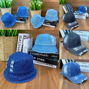 COMBO MŨ CỤP JEAN, NÓN LƯỠI TRAI JEAN TUA PHONG CÁCH DENIM NAM NỮ