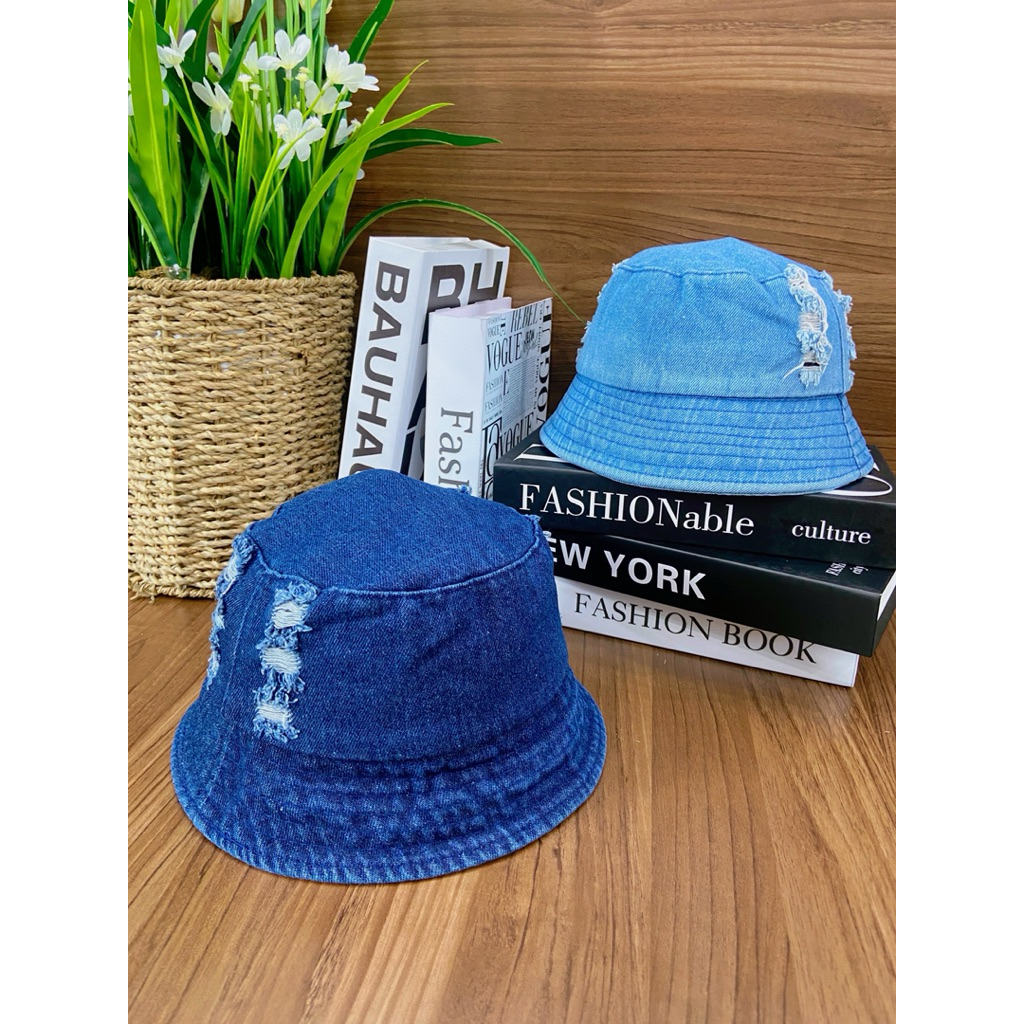 COMBO MŨ CỤP JEAN, NÓN LƯỠI TRAI JEAN TUA PHONG CÁCH DENIM NAM NỮ
