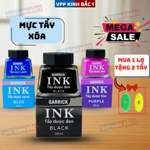 Mực Lọ Xóa Mực Ink Xóa Được Lọ 30ml (Tặng 2 tẩy) , Mực Ink Tẩy Được có 3 màu tím/xanh/đen