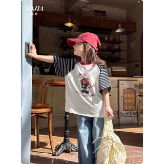 [B&G] Sét bộ áo thun cotton tay phối kẻ kèm quân jean dài mềm cho bé gái từ 10-45kg(2-12 tuổi)