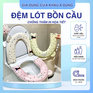Đệm Lót Bồn Cầu Giữ Ấm Mùa Đông Chống Vi Khuẩn EVA Chống Thấm In Họa Tiết Xinh Xắn