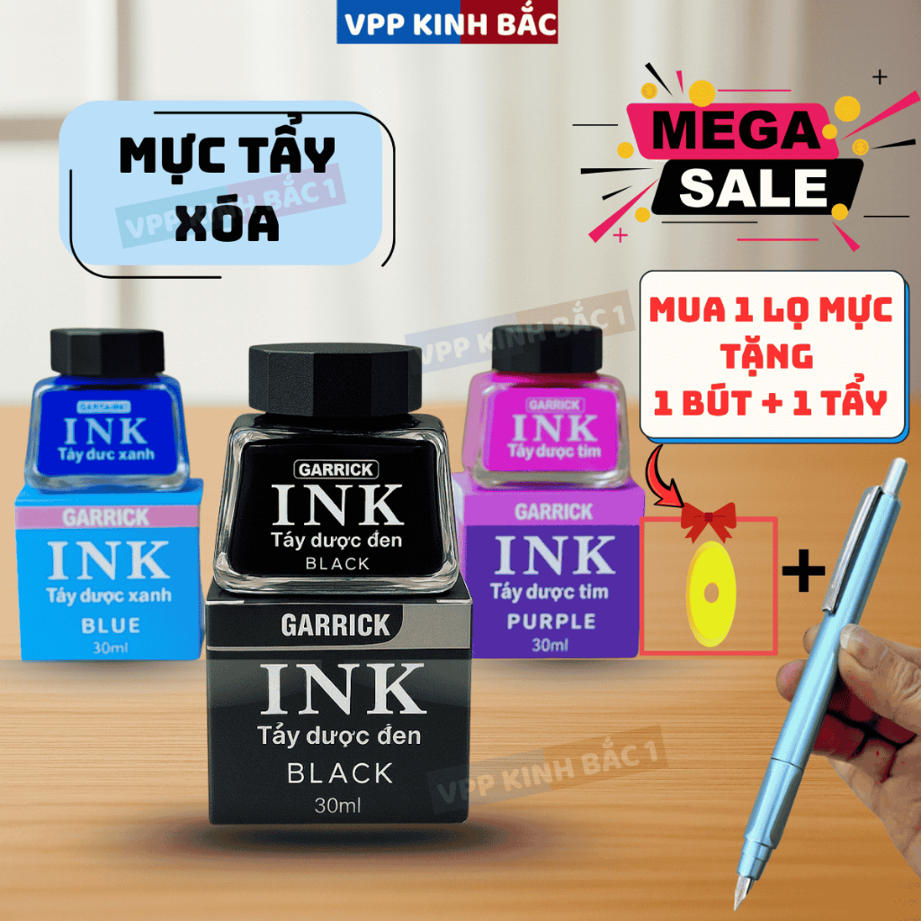(Hot) Combo 1 Lọ Mực Xóa ( Tặng 1 Bút Máy + 1 Tẩy Xóa ), Dùng Cho Học Sinh Tiểu Học.