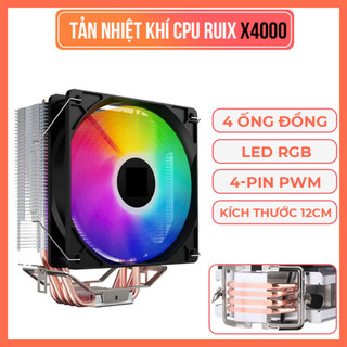 Tản Nhiệt Khí CPU X4000 RGB Black 4 Ống Đồng Fan 120mm LED RGB Hiệu Suất Cao Hỗ Trợ Intel AMD- Black Hiệu suất ổn định