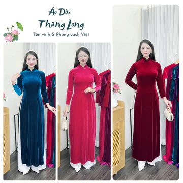 Áo Dài Truyền Thống Chất Liệu Nhung Tuyết Cao Cấp Mềm Mịn, Áo dài nhung cho mẹ, áo dài cho bà, Áo Dài Thăng Long cao cấp