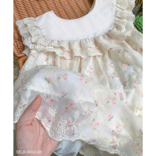 [B&G] Đầm váy thô boi thêu hoa 2 lớp dự tiệc đi chơi tết cho bé gái từ 10-45kg(2-12 tuổi)