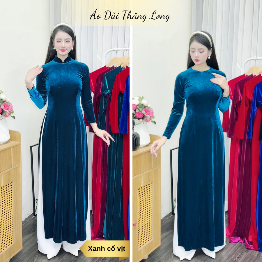 Áo Dài Truyền Thống Chất Liệu Nhung Tuyết Cao Cấp Mềm Mịn, Áo dài nhung cho mẹ, Áo Dài Thăng Long cao cấp