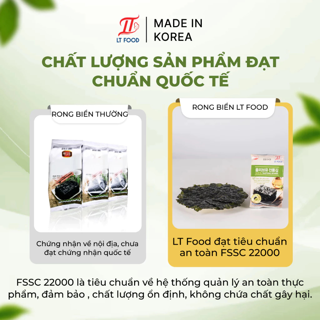 COMBO 3 GÓI Rong Biển, Lá Kim Ăn Liền Tẩm Dầu Oliu vị Truyền Thống Chuẩn vị Hàn Quốc 12g