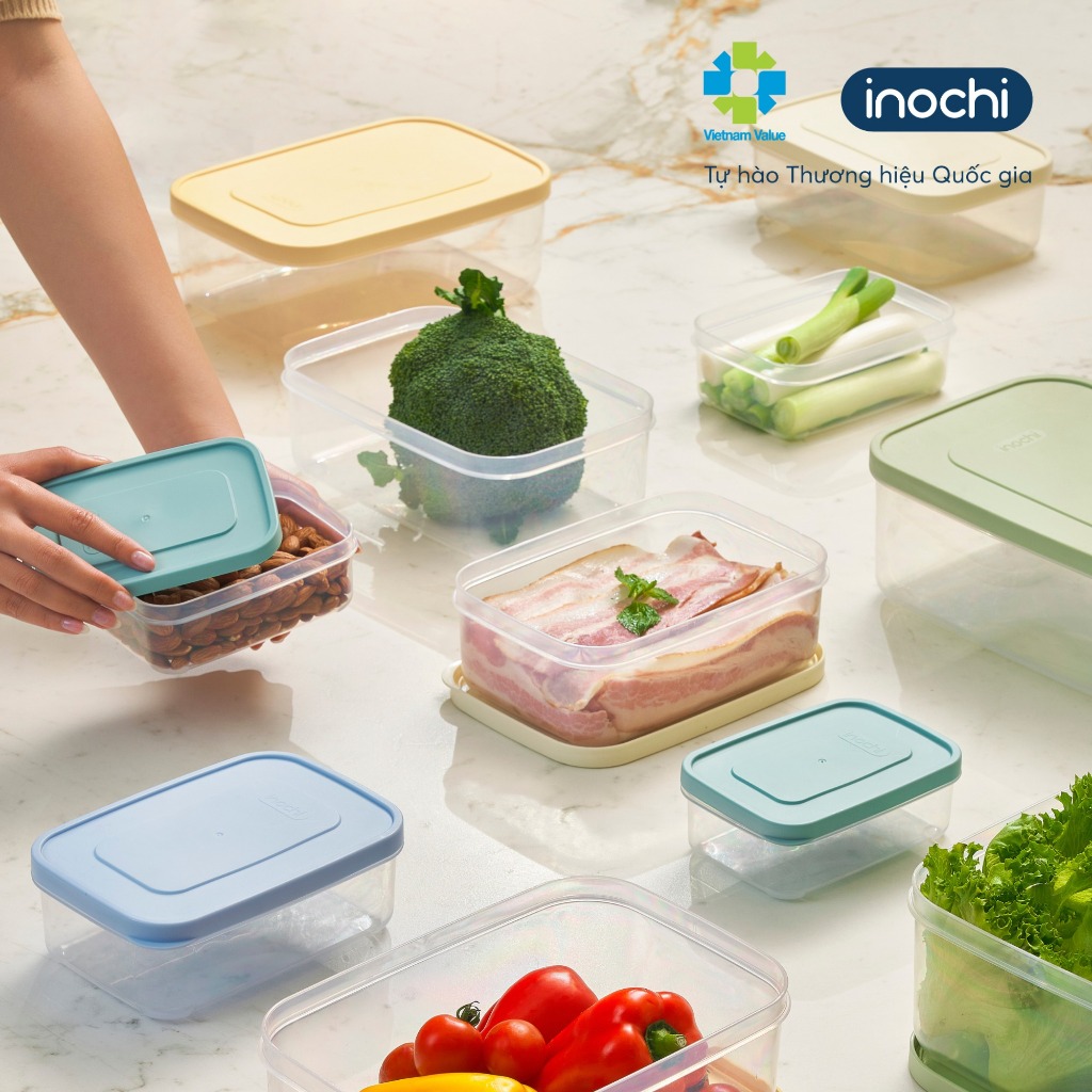 Bộ 6 hộp thực phẩm chữ nhật Inochi - Hokkaido 500-750-1000-1500-2000-2500ml