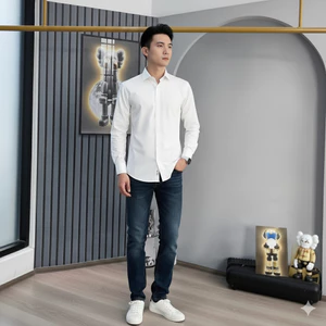 Áo Sơ Mi Nam Trơn Tay Dài, Vải cotton Lụa, co dãn nhẹ, độ dày vừa phải Menswear Top