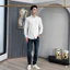 Áo Sơ Mi Nam Trơn Tay Dài, Vải cotton Lụa, co dãn nhẹ, độ dày vừa phải Menswear Top